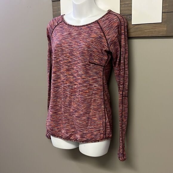 Lululemon Athletica Heather Purple Scoop Neck Long Sleeve Thumb Hole Top- Sz 10 - Picture 2 of 15